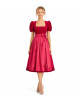 Samtdirndl Mona in Rot mit Puffarm
