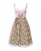Rosa/Weiß kariertes Dirndl mit Blumenschürze
