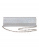 Schmale Glitzer-Clutch in Silber
