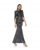 Paillettenkleid in Gruen/Silber mit Cape