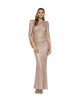 Paillettenkleid in Nude/Gold mit Cape