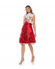  Dirndl mit Blumen in Weiss/Rot