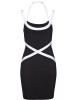 Stretch-Minikleid in schwarz/weiss