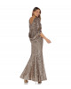 Kleid mit Cape in Gold/Braun 