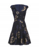 Brokatkleid mit Blumenprint in Blau