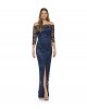 Carmenkleid aus dunkelblauer Spitze