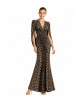 Paillettenkleid mit Raffung und Cape in Bronze-Schwarz