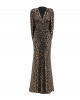 Paillettenkleid mit Raffung und Cape in Bronze-Schwarz