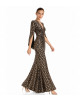 Paillettenkleid mit Raffung und Cape in Bronze-Schwarz