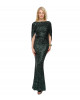 Paillettenkleid in Dunkelgruen mit Cape