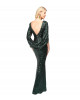 Paillettenkleid in Dunkelgruen mit Cape