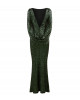 Paillettenkleid in Dunkelgruen mit Cape