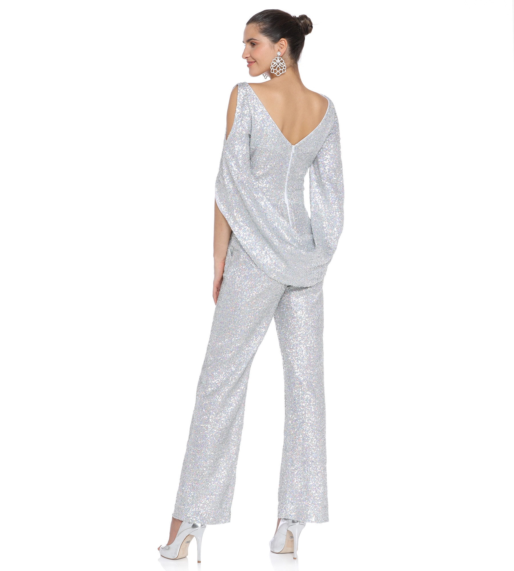 Natascha Gruen Jumpsuit mit CutOut in HoloSilber