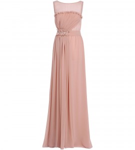 Bodenlanges Kleid mit bestickter Schärpe