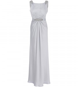 Abendrobe mit Applikationen in Silber