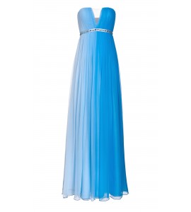 Bustier-Maxikleid aus Seide mit Farbverlauf in Blau