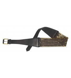Kettengürtel aus Leder in schwarz/gold