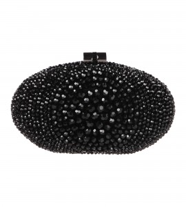 Clutch mit glänzenden Perlen in Schwarz