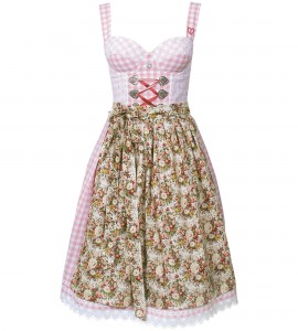 Rosa/Weiß kariertes Dirndl mit Blumenschürze