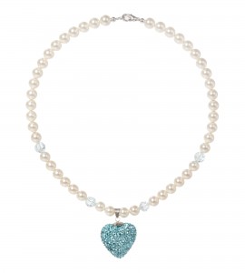 Kette mit Herz aus Swarovskisteinen in Hellblau
