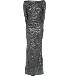 Paillettenkleid in Gruen/Silber mit Cape