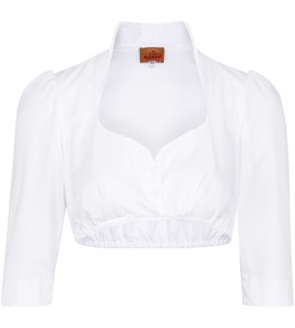 Stehkragenbluse in Weiss mit langem Arm