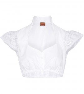 Bluse mit Spitzenärmel in Weiss