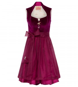 Samtdirndl mit Stehkragen in edlem Fuchsia