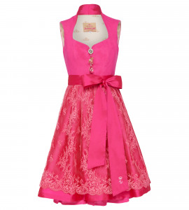 Dirndl in Pink mit Spitzenschürze