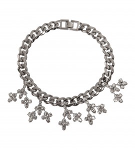 Silberne Gliederkette mit floralen Kristallen