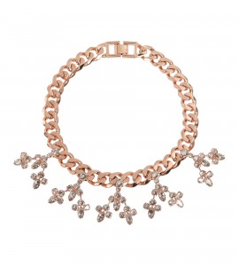 Roségoldene Gliederkette mit floralen Kristallen