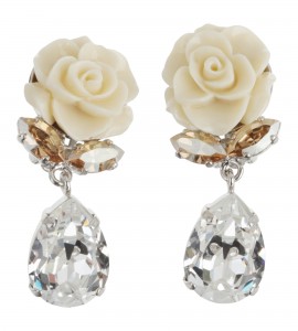 Ohrstecker mit weißer Rose und Swarovski Steinen
