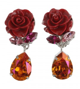 Rosenohrstecker in Rot mit Swarovski Kristallen