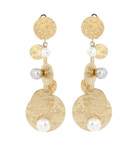 Ohrclips in Gold mit Perlen und runden Platten