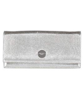 Clutch aus champagner-silbernem Glitzergewebe