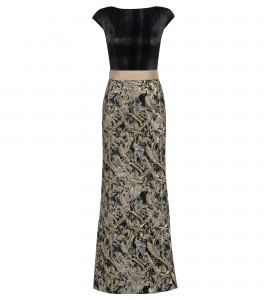 Robe mit Brokatrock in Schwarz-Gold