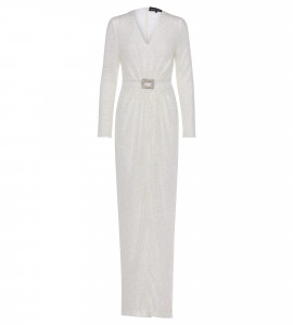 Weißes Paillettenkleid mit Schlitz