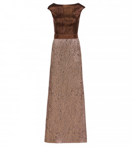 Robe mit Brokatrock in Gold-Braun