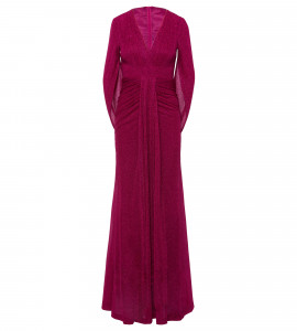 Abendkleid mit Raffung und Cape in Pink