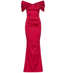 Off-Shoulderdress mit Schleife in Rot