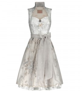 Seiden-Brokatdirndl in edlem Silber