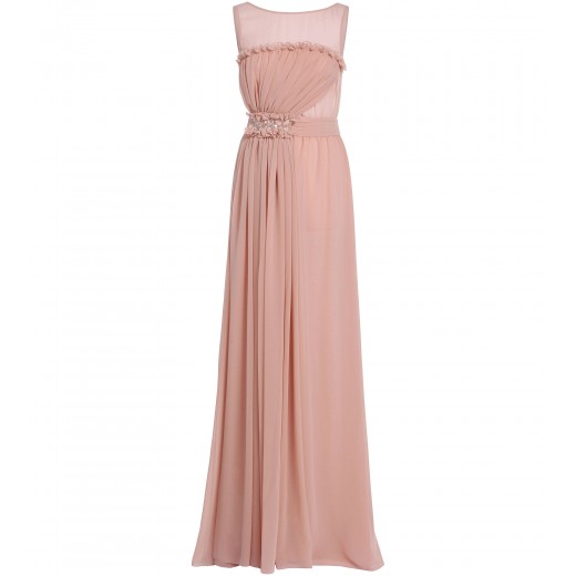 Bodenlanges Kleid mit bestickter Schärpe
