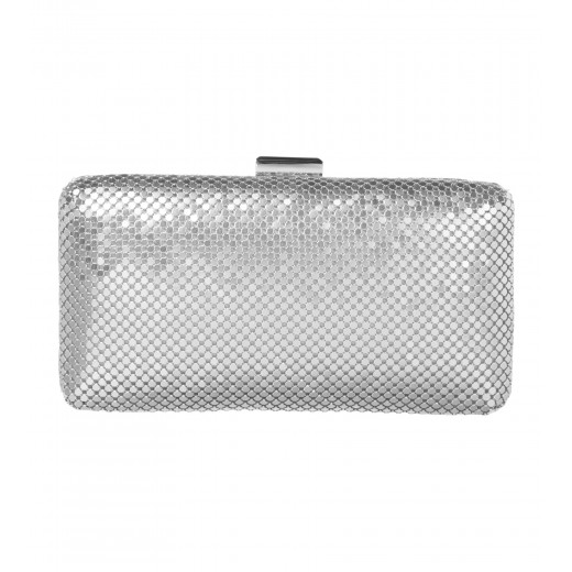 Clutch aus Mesh in Silber
