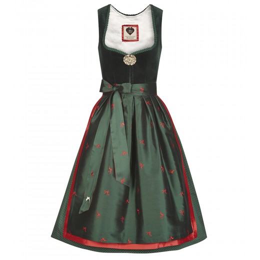 Samtdirndl Elisabeth in Grün mit Hirschschürze