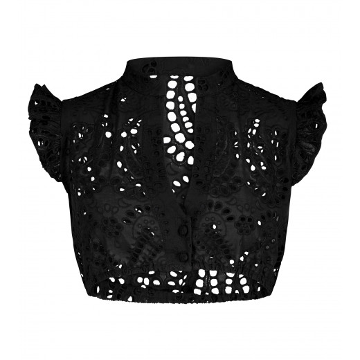 Bluse Hellin mit Lochstick in Schwarz