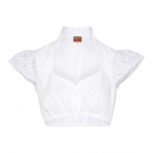 Bluse mit Ärmel aus Spitze in Weiss