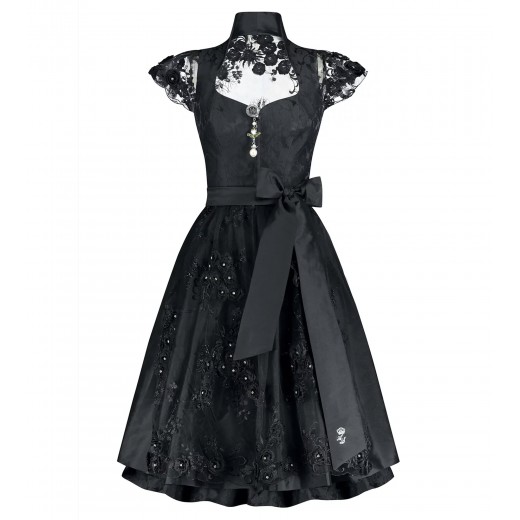 Schwarzes Dirndl mit transparentem Rücken aus Spitze