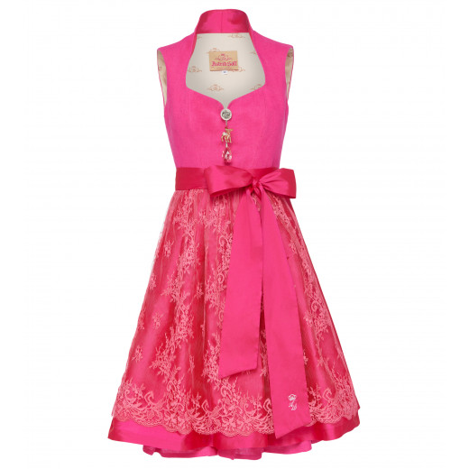 Dirndl in Pink mit Spitzenschürze