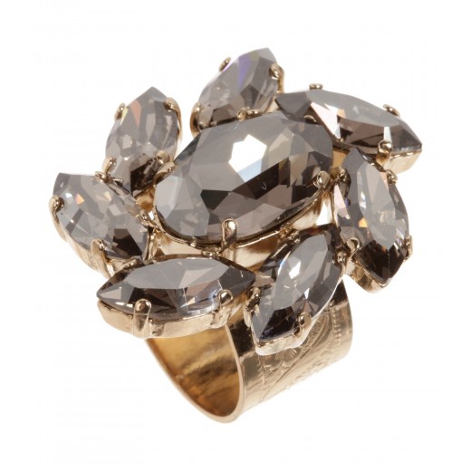 Floraler Schmuckstein-Ring in Silber
