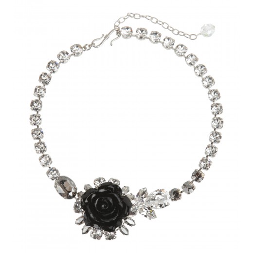 Collier mit Rose in Schwarz